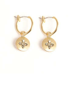Earrings,  Small - Crystal Stones, gold