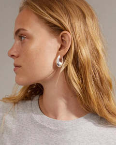 Pilgrim Jewellery: Autumn Chunky Retro Hoop Earrings - Silver Plated