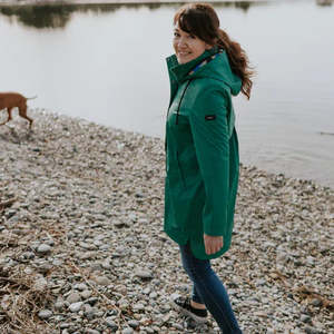 Billie PU Coated Rain Coat - Emerald
