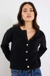 Stories Be Told: Imprint Black Soft Knit Crewneck Cardigan