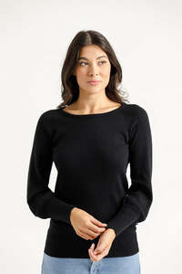 Knitted Grace Crew - Black / 50% Merino