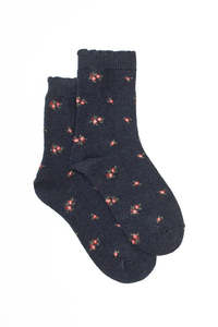 Navy Rosebud Sock