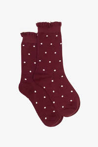 Merlot Ruffle Spot Sock