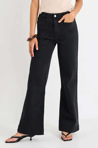 Zoey PETITE High Rise Wide Leg Pocket Jean - Black