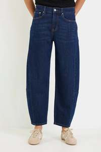 Jeans: Graduate Dark Blue Stretch Barrel Jeans