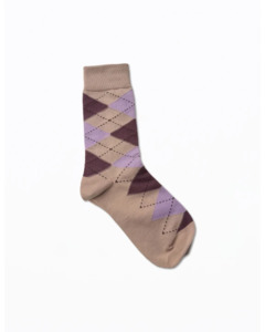 All: Socks - Tan/Purple/Chocolate Jacqurad