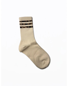 Socks - Cream with Leopard Print Stripe