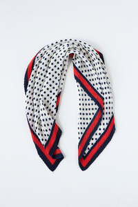 Pleated Scarf - Red & Navy Spot