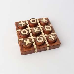 Gifts: Tic Tac Toe 12cm x 12cm - Natural + Brass