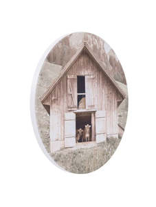 Rustic Meadow Barn Ceramic Coaster