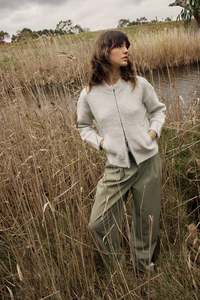 Fate Becker: Lumi Zip Up Jumper - Snow Marle