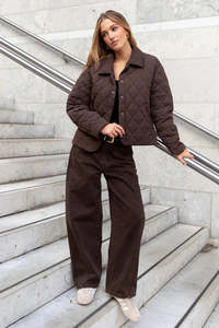 Varsity Chocolate Forward Seam Barrel Jeans