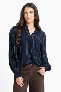 Movement Blouse / Navy Geo
