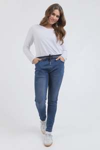 Melody Denim Jogger - Dusty Blue