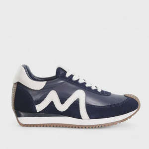 Marvel - Navy Suede Leather White