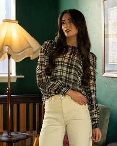 Honey Combe Blouse / Black Lurex Check