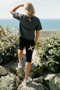Shorts: 3/4 Apartment Pants / Black and Blossom Daisy