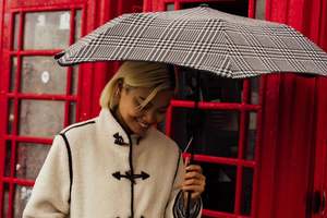 Metro Blunt Umbrella - Houndstooth