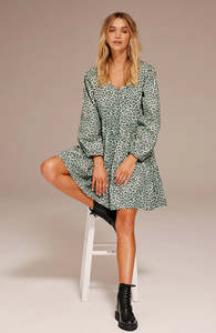 Indianna Mini Dress - Sage Leopard