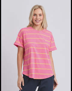 All: Halli S/S Tee/ Pink Lemonade Peach Stripe