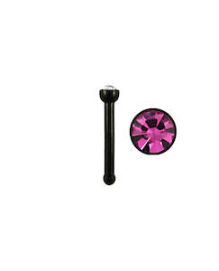 Body Jewellery: Pink Gem/Black Stud - 18g - Nose Bone
