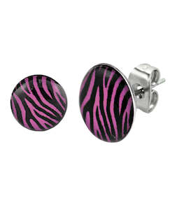 Earring Sets: Pink Zebra - Round