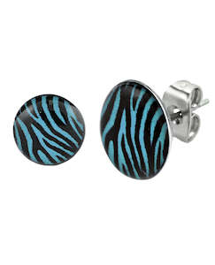Earring Sets: Blue Zebra - Round