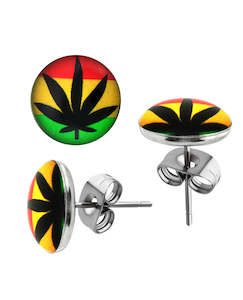 Earring Sets: Rasta Leaf - Round