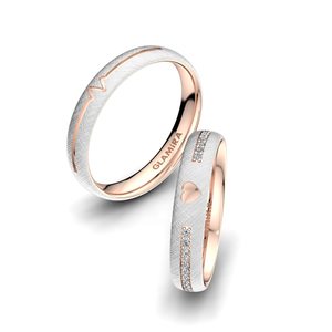 Wedding Rings: 0.156 Carat 9ct White / Rose Gold Zirconia Couple's Ring Passionate Waiting 4 mm GLAMIRA NZ