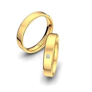 Wedding Rings: 0.02 Carat 18ct Yellow Gold Diamond Couple's Ring Classic Destiny 4mm GLAMIRA NZ