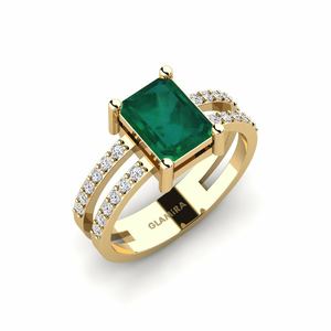 2.15 Carat Emerald Cut cut 14ct Yellow Gold Emerald SYLVIE Ring Krin GLAMIRA NZ