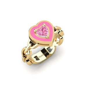Engagement Rings: 0.44 Carat Heart cut 14ct Yellow Gold Pink Sapphire SYLVIE Ring Braks - B GLAMIRA NZ