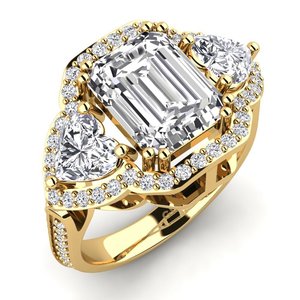 Engagement Rings: 2.68 Carat Emerald Cut cut 14ct Yellow Gold Lab Grown Diamond Engagement Ring Demaura GLAMIRA NZ