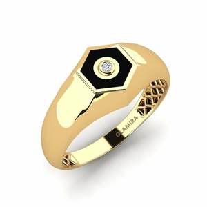 0.015 Carat Round cut 14ct Yellow Gold Diamond Men's Ring Ricky GLAMIRA NZ