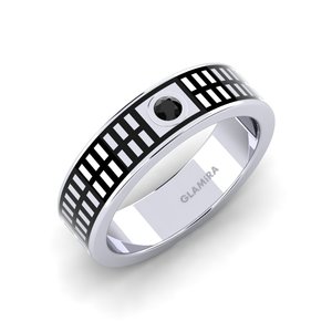Rings: 0.07 Carat Round cut 14ct White Gold Black Diamond Men's Ring Rison GLAMIRA NZ