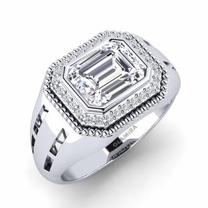 Rings: 2.68 Carat Emerald Cut cut White Silver Diamond Men's Ring Jaydena GLAMIRA NZ