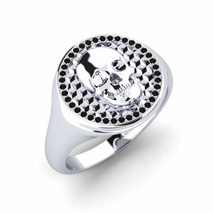 Rings: 0.195 Carat Round cut White Silver Black Onyx Men's Ring Aubin GLAMIRA NZ