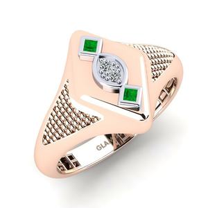 Rings: 0.04 Carat Princess cut 18ct Rose / White Gold Emerald Men's Pinky Ring Buxera GLAMIRA NZ
