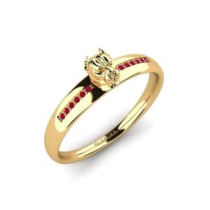 Rings: 0.06 Carat Round cut 14ct Yellow Gold Ruby Men's Ring Jamaal GLAMIRA NZ