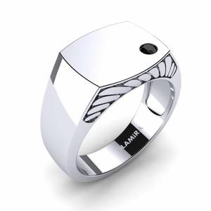 Rings: 0.07 Carat Round cut White Silver Black Diamond Men's Ring Ares GLAMIRA NZ