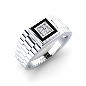 Rings: 0.06 Carat Round cut White Silver Diamond Men's Ring Draughn GLAMIRA NZ
