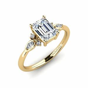 Engagement Rings: Emerald Cut cut 14ct Yellow Gold Zirconia Engagement Ring Gisu - Emerald GLAMIRA NZ