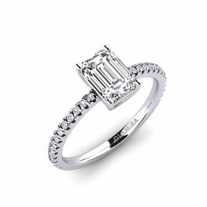 Engagement Rings: 1.02 Carat Emerald Cut cut 9ct White Gold Lab Grown Diamond Engagement Ring Aldea GLAMIRA NZ