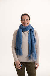 Scarves: Fluffy Mohair Scarf - Sky Blue