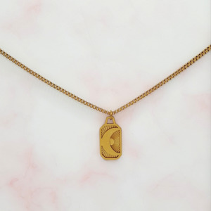 Night Sky: Crescent Tag Necklace