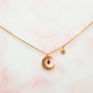 Night Sky: Sapphire Crescent Necklace