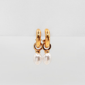 Golden Pearl Hoops