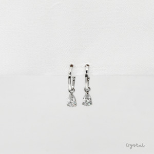 Sterling Silver Post: Teardrop Gem Earrings - Silver