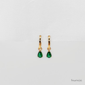 Teardrop Gem Earrings - Gold