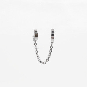 Men: Double Piercing Chain Hoop Earrings